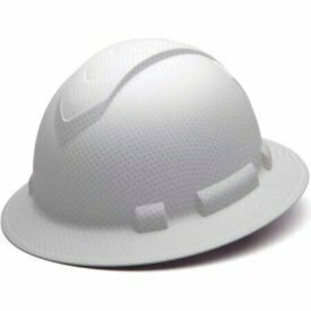 PYRAMEX Ridgeline Full Brim Hard Hat, Matte White Graphite Pattern, 4-Point Ratchet Suspension HP54116